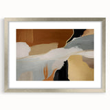 Abstract wall art featuring vibrant strokes and lines in a silver frame with matting, perfect for modern decor, enhancing living spaces with color and style.