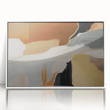 Framed wall art featuring an abstract design of colorful strokes and lines, set against a white background, perfect for modern decor. Ideal for adding a vibrant touch to any living space.