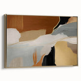 Framed canvas wall art featuring an abstract design of gold strokes and lines, showcasing an elegant modern aesthetic perfect for contemporary home decor.