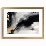 Abstract wall art featuring a modern design of colorful strokes and lines, framed in gold with a mat. Perfect for contemporary home decor or office spaces.