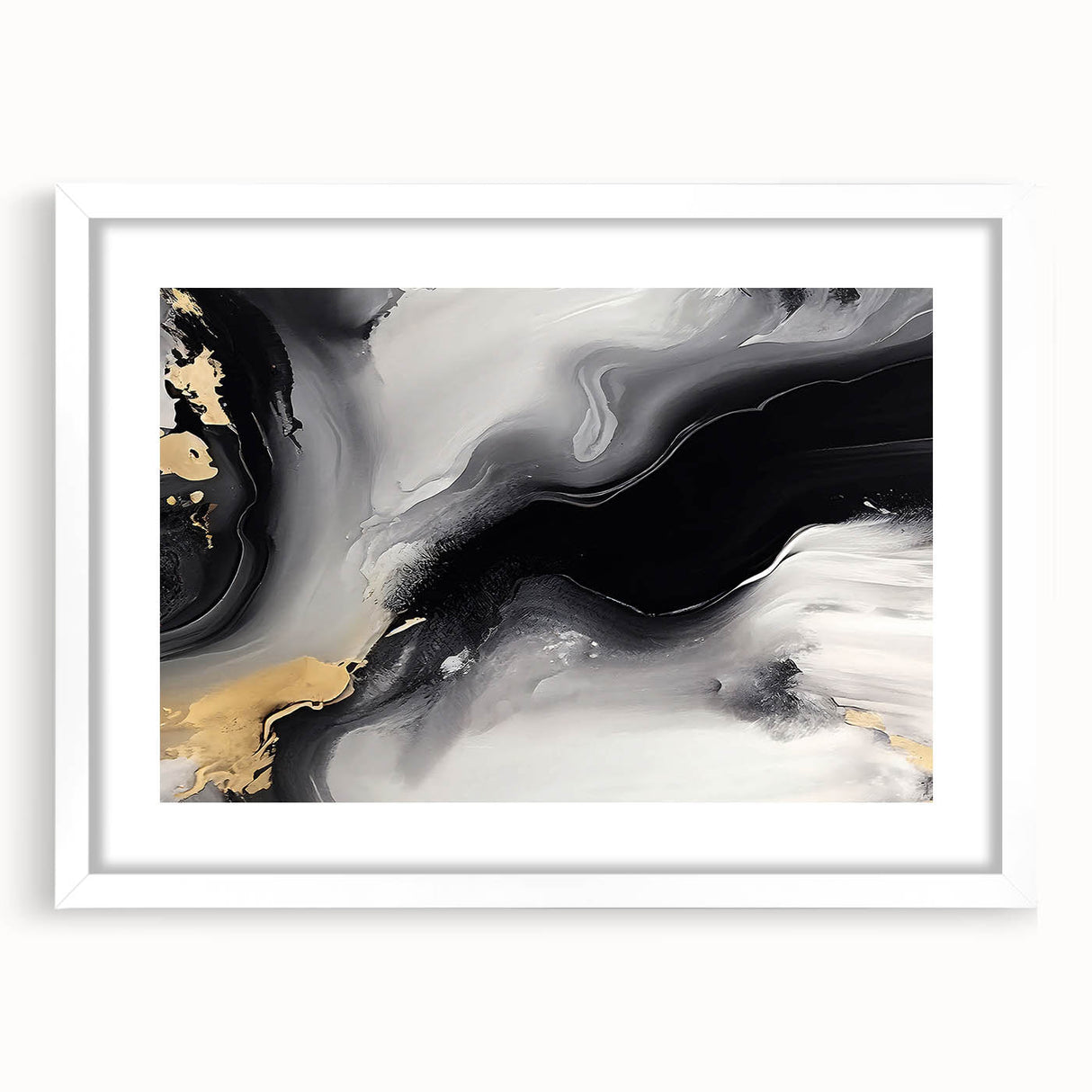 Abstract strokes and lines wall art design in a framed collection with a white mat, showcasing a modern aesthetic perfect for contemporary home decor.
