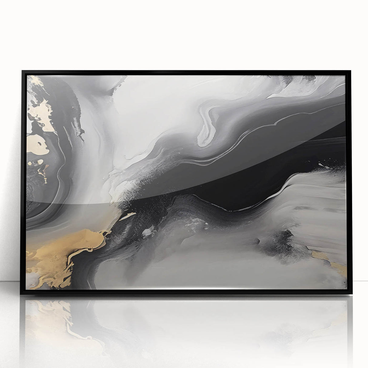 Framed acrylic wall art featuring an abstract design of colorful strokes and lines, with a sleek black frame, perfect for modern home decor and artistic expression.