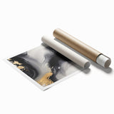 Abstract wall art print featuring vibrant strokes and lines in a dynamic arrangement, ideal for modern home decor. The rolled print showcases a colorful design that adds a contemporary touch to any interior space.