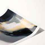 Abstract wall art print featuring vibrant strokes and lines in shades of blue, yellow, and red, ideal for modern home decor. This rolled artwork is perfect for adding a dynamic touch to any living space.