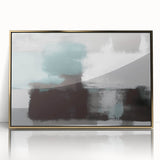 Framed wall art featuring an abstract design of strokes and lines in gold and white, perfect for modern decor, showcasing elegance and sophistication.