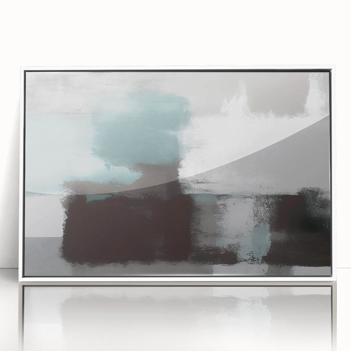 Framed wall art featuring an abstract design of colorful strokes and lines in a modern aesthetic, showcasing a white frame that enhances the artwork's vibrant hues. Perfect for contemporary home decor, this piece adds a dynamic touch to any room.