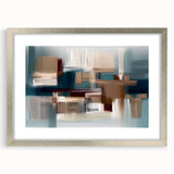 Abstract strokes and lines wall art design in a silver frame with matting, showcasing a modern aesthetic that enhances contemporary decor in living spaces.