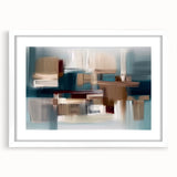 Abstract strokes and lines design wall art featuring a modern aesthetic in a white frame with matting. Ideal for contemporary home decor to enhance interior spaces.