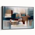 Framed canvas wall art featuring an abstract design of strokes and lines in black and white, showcasing a modern and minimalist aesthetic perfect for contemporary decor.