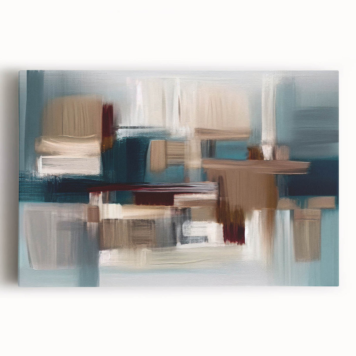 Abstract wall art design showcasing vibrant strokes and lines in a harmonious blend of colors, perfect for modern home decor and artistic spaces. The stretched canvas emphasizes dynamic movement and creativity, making it an eye-catching focal point for any room.