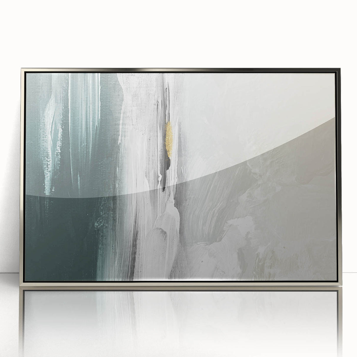 Framed wall art showcasing an abstract design of colorful strokes and lines in a modern aesthetic, featuring a sleek silver frame that enhances its vibrant composition. Perfect for contemporary home decor, this artwork adds a dynamic touch to any space.