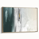 Framed wall art showcasing an abstract design with strokes and lines in gold tones, offering a modern touch to home decor. Ideal for contemporary interiors.