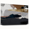 Abstract wall art design featuring colorful strokes and lines on acrylic glass, showcasing an elegant side view with pin details, perfect for modern decor.