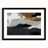 Abstract strokes and lines design wall art collection in a sleek black frame with matting, showcasing modern elegance and artistic flair for contemporary decor.