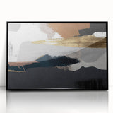 Abstract framed wall art featuring bold strokes and lines in black and white, creating a modern aesthetic. Perfect for contemporary home decor or office spaces.