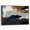 Framed canvas wall art showcasing an abstract design with bold strokes and lines in black, ideal for modern decor. Perfect for adding artistic flair to any room.