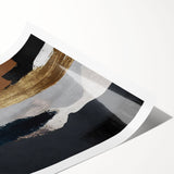 Abstract wall art print showcasing vibrant strokes and lines in a dynamic composition, rolled for easy shipping, ideal for modern home decor enhancement.