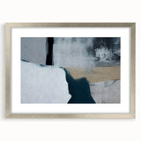 Abstract strokes and lines design in a stylish wall art piece, framed with a silver mat, perfect for modern home decor. Ideal for enhancing interior aesthetics.