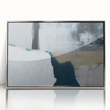 Framed wall art featuring an abstract design of colorful strokes and lines in a sleek silver frame, perfect for modern decor. Ideal for enhancing any living space.