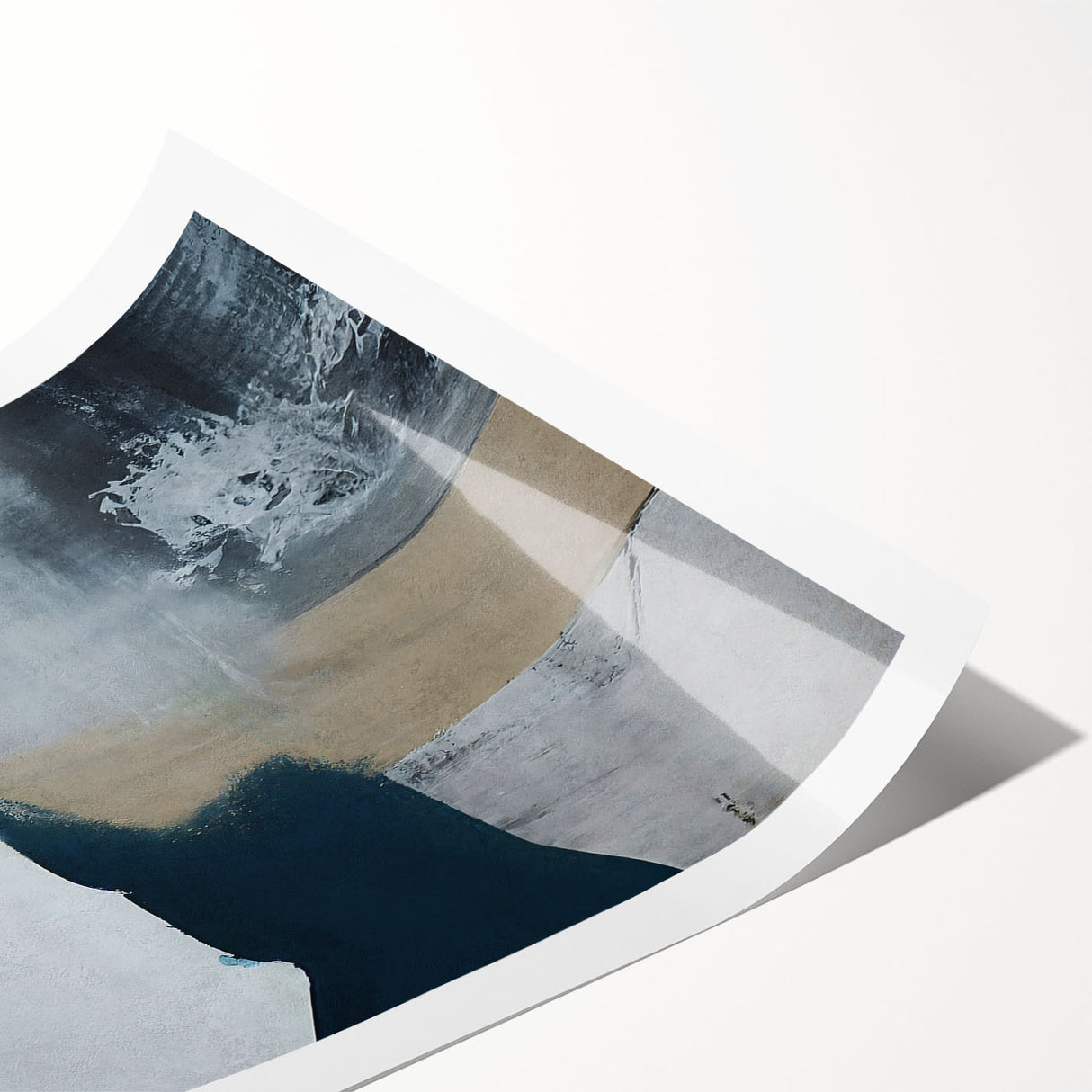 Abstract wall art print showcasing vibrant strokes and lines in shades of blue, yellow, and orange, ideal for modern home decor. Perfect for adding a contemporary touch to any space.