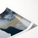 Abstract wall art print showcasing vibrant strokes and lines in shades of blue, yellow, and orange, ideal for modern home decor. Perfect for adding a contemporary touch to any space.