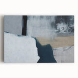 Abstract wall art featuring vibrant strokes and lines in shades of blue, orange, and yellow, showcasing a modern design perfect for contemporary decor.