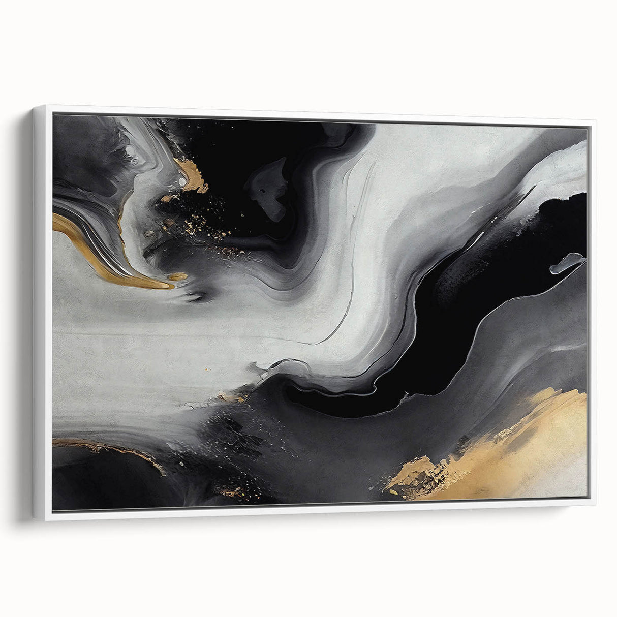 Framed canvas wall art showcasing an abstract design of colorful strokes and lines, presented in a sleek white frame, enhancing modern decor aesthetics.