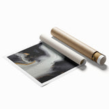 Abstract art print showcasing vibrant strokes and lines in a harmonious blend of colors, ideal for modern home decor or office spaces, presented in a rolled format for easy framing.