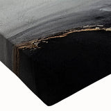 Close-up of an abstract canvas wall art design showcasing vibrant strokes and lines in a variety of colors, perfect for modern home decor.