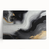 Abstract wall art featuring dynamic strokes and lines in vibrant blue, orange, and yellow hues, showcased on a stretched canvas, perfect for modern decor.