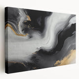 Abstract strokes and lines design on stretched canvas wall art in a side view, showcasing vibrant colors and modern artistic style, ideal for contemporary decor.