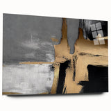 Abstract wall art featuring vibrant strokes and lines in bold colors, displayed in a sleek acrylic glass frame, showcasing a modern design ideal for contemporary decor.