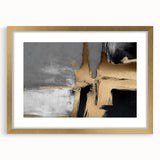 Abstract strokes and lines design wall art framed in gold, showcasing a sophisticated modern aesthetic with a mat finish. Perfect for contemporary home decor.