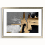 Abstract strokes and lines design wall art featuring a silver frame with matting, showcasing a modern aesthetic perfect for contemporary home decor.