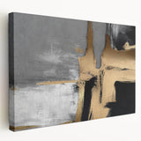 Abstract canvas wall art showcasing dynamic strokes and lines in vibrant colors, displayed in a side view to highlight its stretched design and modern aesthetic.