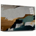 Abstract strokes and lines design in a modern wall art piece, displayed in an acrylic glass frame from the 774 collection, showcasing vibrant colors and unique textures. Perfect for contemporary interior decor.