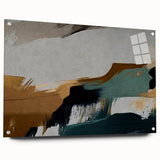 Abstract strokes and lines design in a modern wall art piece, displayed in an acrylic glass frame from the 774 collection, showcasing vibrant colors and unique textures. Perfect for contemporary interior decor.