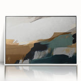 Framed abstract wall art featuring vibrant strokes and lines in a contemporary white frame, perfect for modern home decor and artistic ambiance.