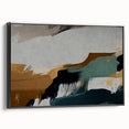 Framed canvas wall art showcasing an abstract design with dynamic strokes and lines in black and white, adding a modern touch to any decor.