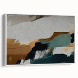 Framed abstract wall art featuring dynamic strokes and lines in neutral tones, showcasing a modern design perfect for contemporary home decor.