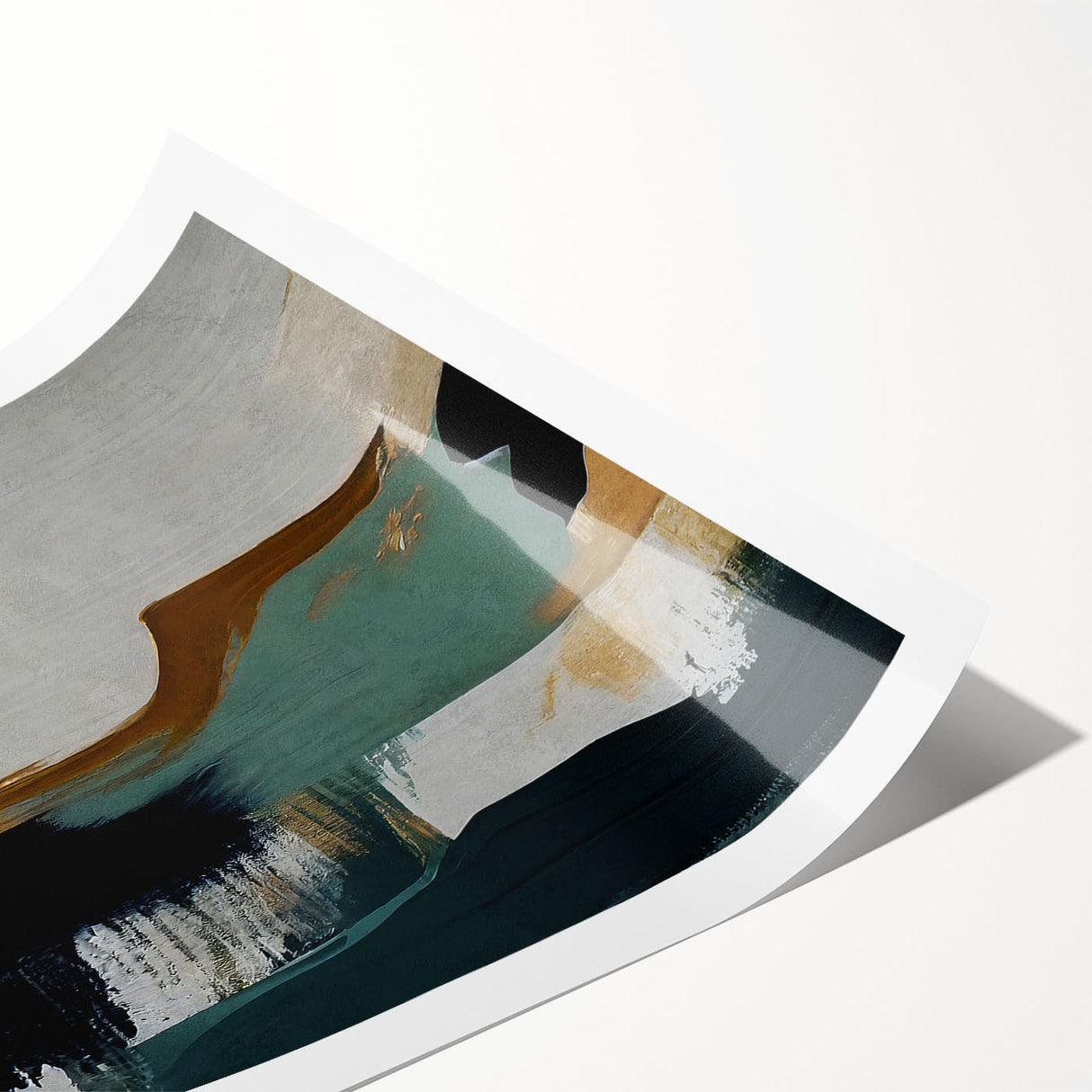 Abstract wall art print showcasing a vibrant composition of colorful strokes and lines, ideal for modern decor, presented as a rolled canvas for easy framing.