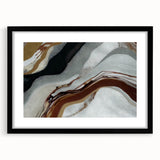 Abstract wall art print featuring dynamic strokes and lines in a modern design, framed with a sleek black border, perfect for contemporary home decor.