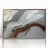 Framed abstract wall art featuring a modern design of colorful strokes and lines, set in a sleek silver frame, ideal for contemporary home decor.