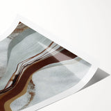 Abstract wall art print showcasing vibrant strokes and lines in a harmonious blend of blue, orange, and yellow hues, perfect for modern home decor. Ideal for enhancing creative spaces with its dynamic design and captivating color palette.