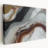 Abstract strokes and lines design in vibrant colors on stretched canvas, showcasing a modern art piece ideal for contemporary home decor. The artwork features bold hues of blue, orange, and yellow, creating an engaging visual impact. Perfect for adding a touch of creativity to living spaces.