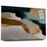Abstract strokes and lines design on acrylic glass wall art showcases vibrant colors and fluid shapes, offering a contemporary aesthetic ideal for modern decor.