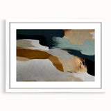 Abstract wall art featuring dynamic strokes and lines in a contemporary design, framed with a white mat, perfect for modern home decor. Ideal for enhancing living spaces with a touch of artistic flair and sophistication.