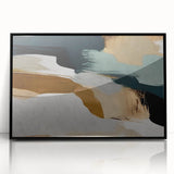Framed acrylic wall art showcasing an abstract design with bold black strokes and lines, perfect for modern decor, enhancing any living space's aesthetic.