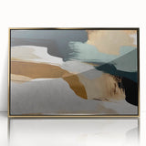 Framed wall art showcasing an abstract design of gold strokes and lines on a sleek acrylic surface, adding elegance to modern decor. Perfect for enhancing contemporary interiors.