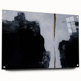 Abstract wall art design featuring vibrant strokes and lines in various colors, displayed in a sleek acrylic glass frame with stylish pins, enhancing modern decor.